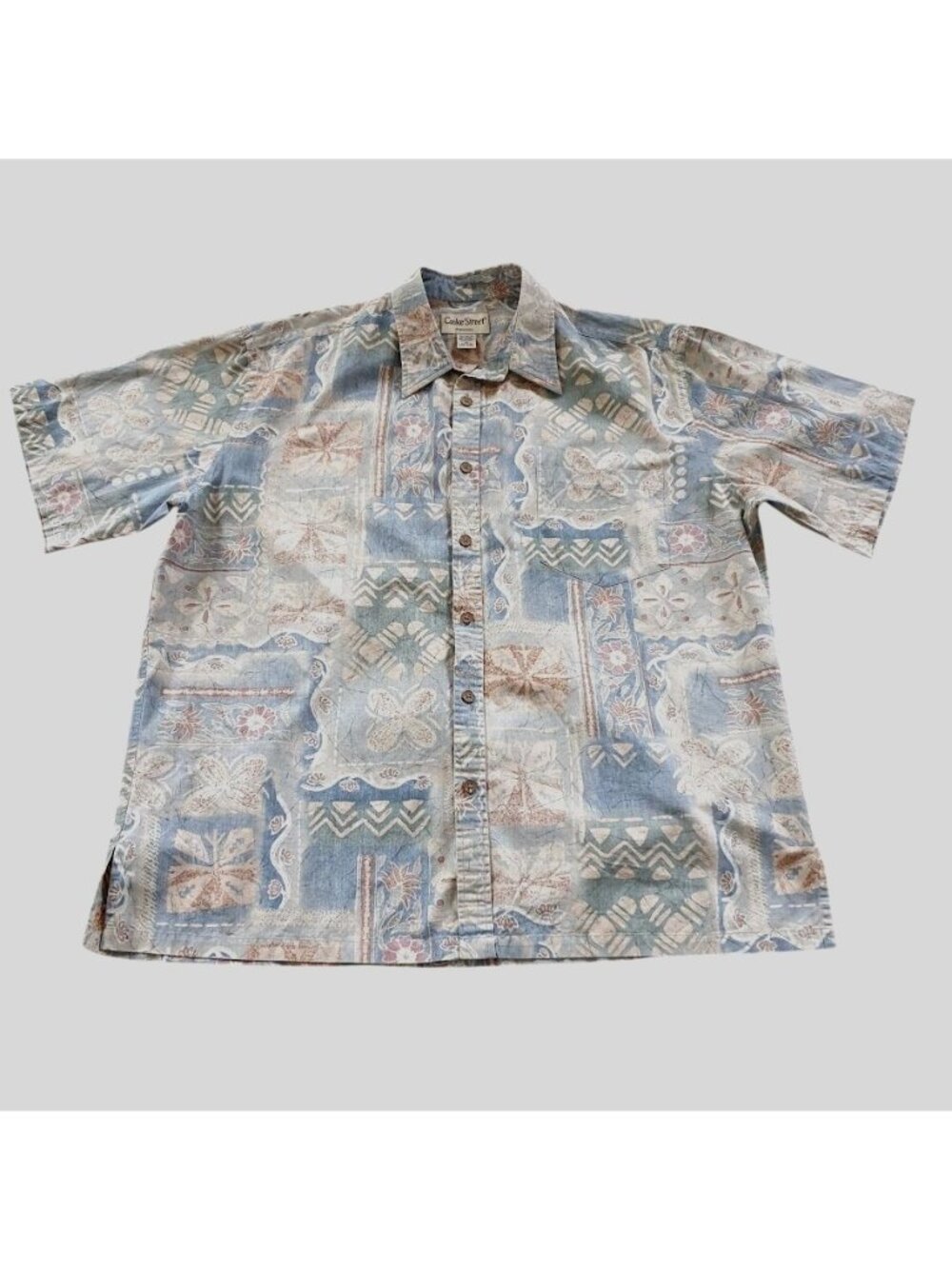 Cooke Street Mens Hawaiian Button Front Shirt XL Multicolor Floral Patchwork